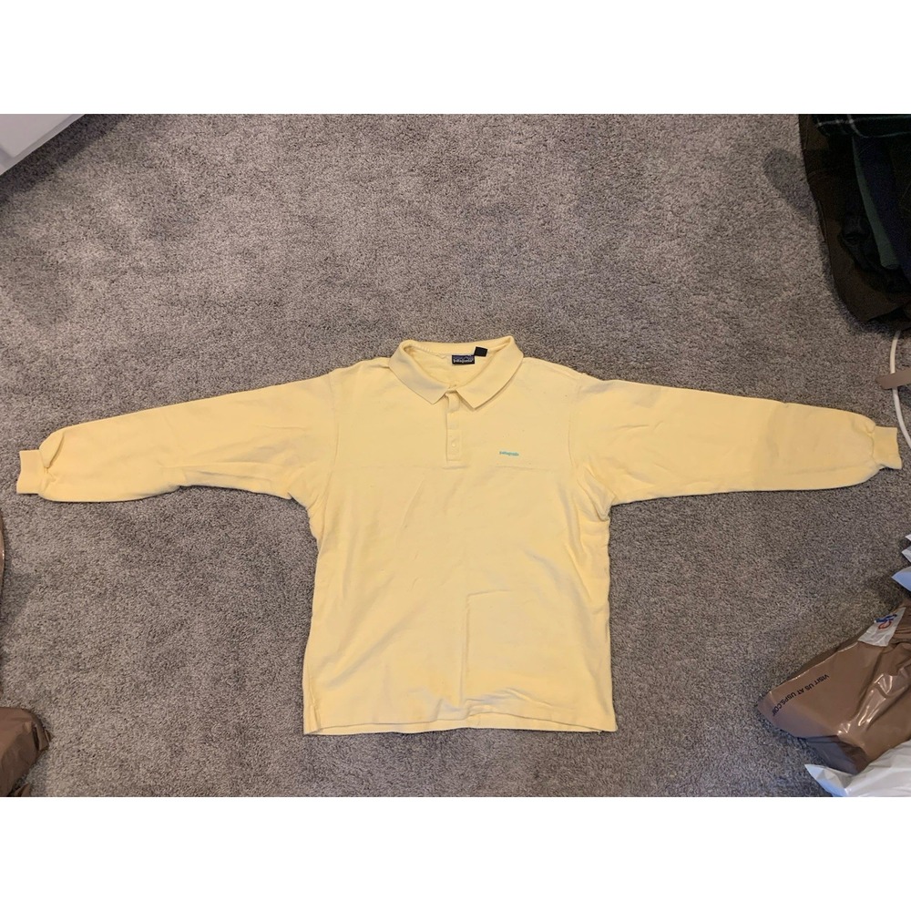90s Patagonia Polo Long Sleeve Snap Waffle Knit Thick Shirt Large Cotton USA